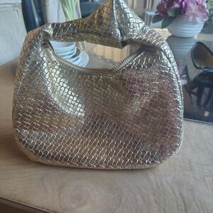 Chic Gold Woven Clutch